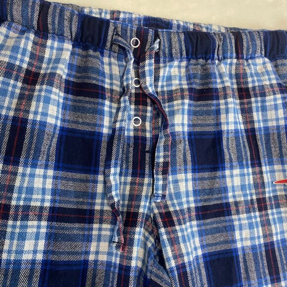 Patriots NFL Women Large Blue White Red Plaid Drawstring Pajama Pants Sleep Wear - Picture 3 of 8